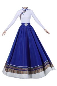 Design Tibetan dance costume skirt, custom-made big swing skirt performance costume, women's top jumpsuit, Tibetan practice clothing, art test ethnic style, Tibetan performance costume SKDO020 detail view-6